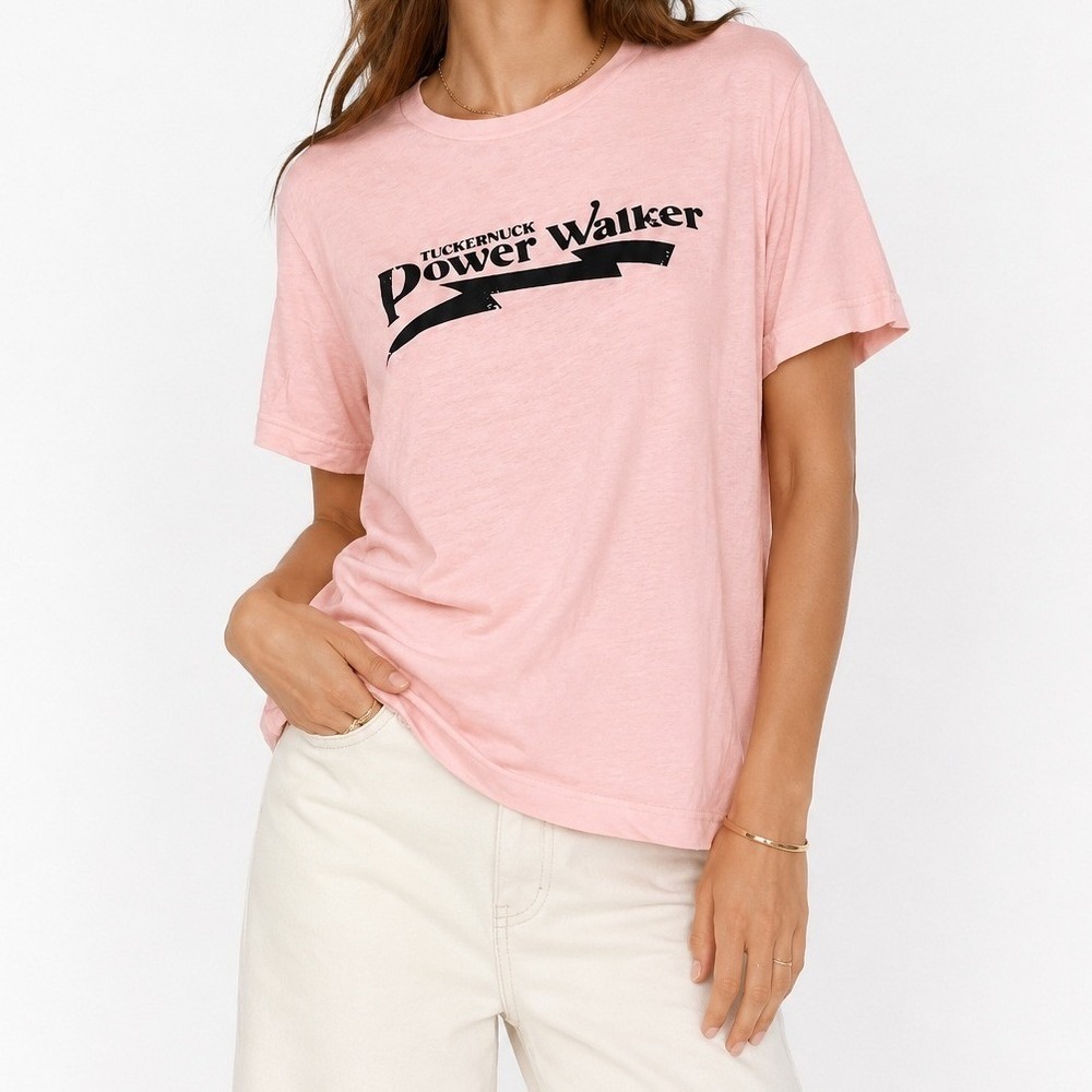 Tuckernuck Power Walker Graphic Tee Pink Crewneck Cotton T Shirt NWT M